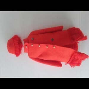 Vintage 1960's Original Barbie Mattel Orange Elegance Dress Coat /  Hat